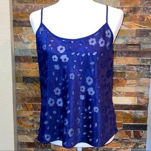 🌸 Cinema & Etoile 2 pc Navy Sheer Satin Short Pajama Set Size Large